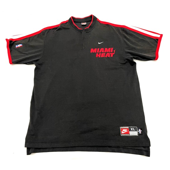 Vintage 90s Miami Heat Nike Team Warm Up Shooting Shirt Men's XL Black 1/4 Zip - Picture 1 of 9